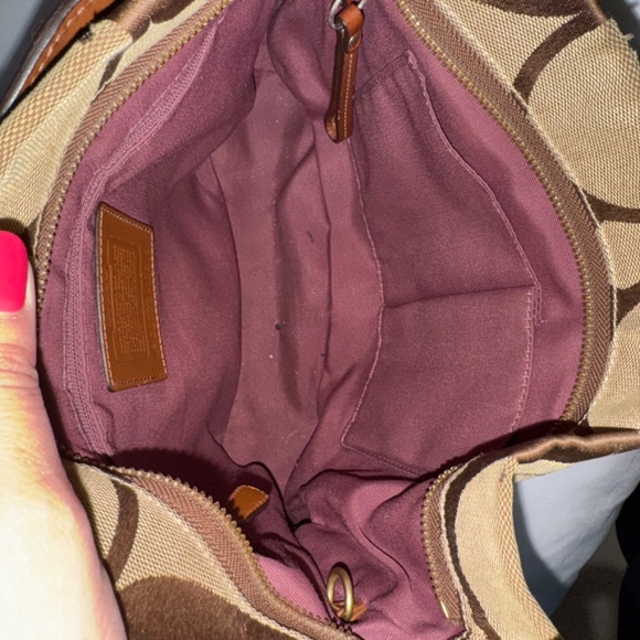 Vintage Coach Brown and Tan Monogram Shoulder Bag - Picture 3 of 9
